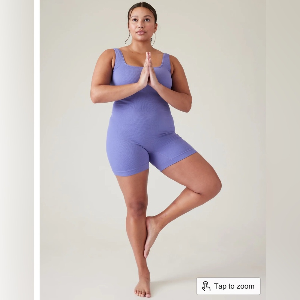 ATHELTA Aurora Bodysuit Shortie Size Medium  Adonis Purple Blue Ribbed